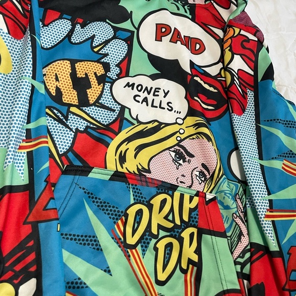 Pop art/comics face cover hoodie-NWT - Picture 6 of 7